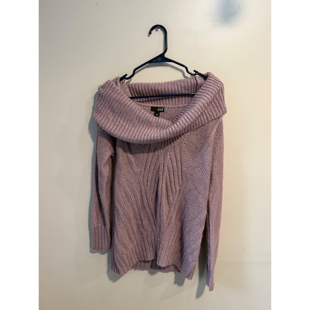 ana A New Approach‎ Mauve Purple Cowl Neck Chunky Knit Sweater Womens Large